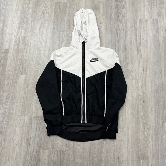 Nike Windrunner Windbreaker Hoodie Jacket Women's Small Black White 883495 011 - Picture 1 of 9